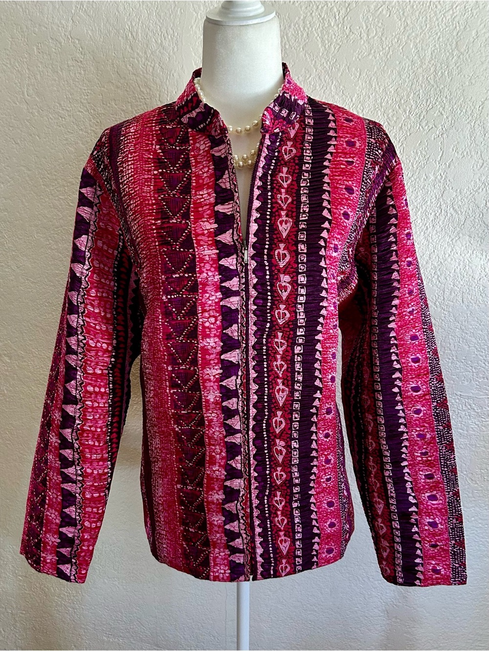Coldwater Creek Pink & Purple Patterned Lightweight Jacket